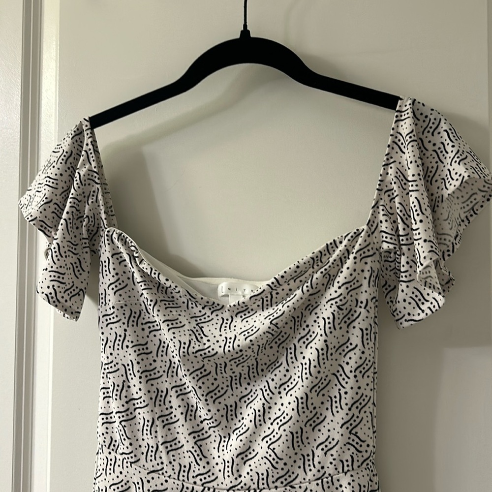 Leith Black and White Off-the-Shoulder Dress